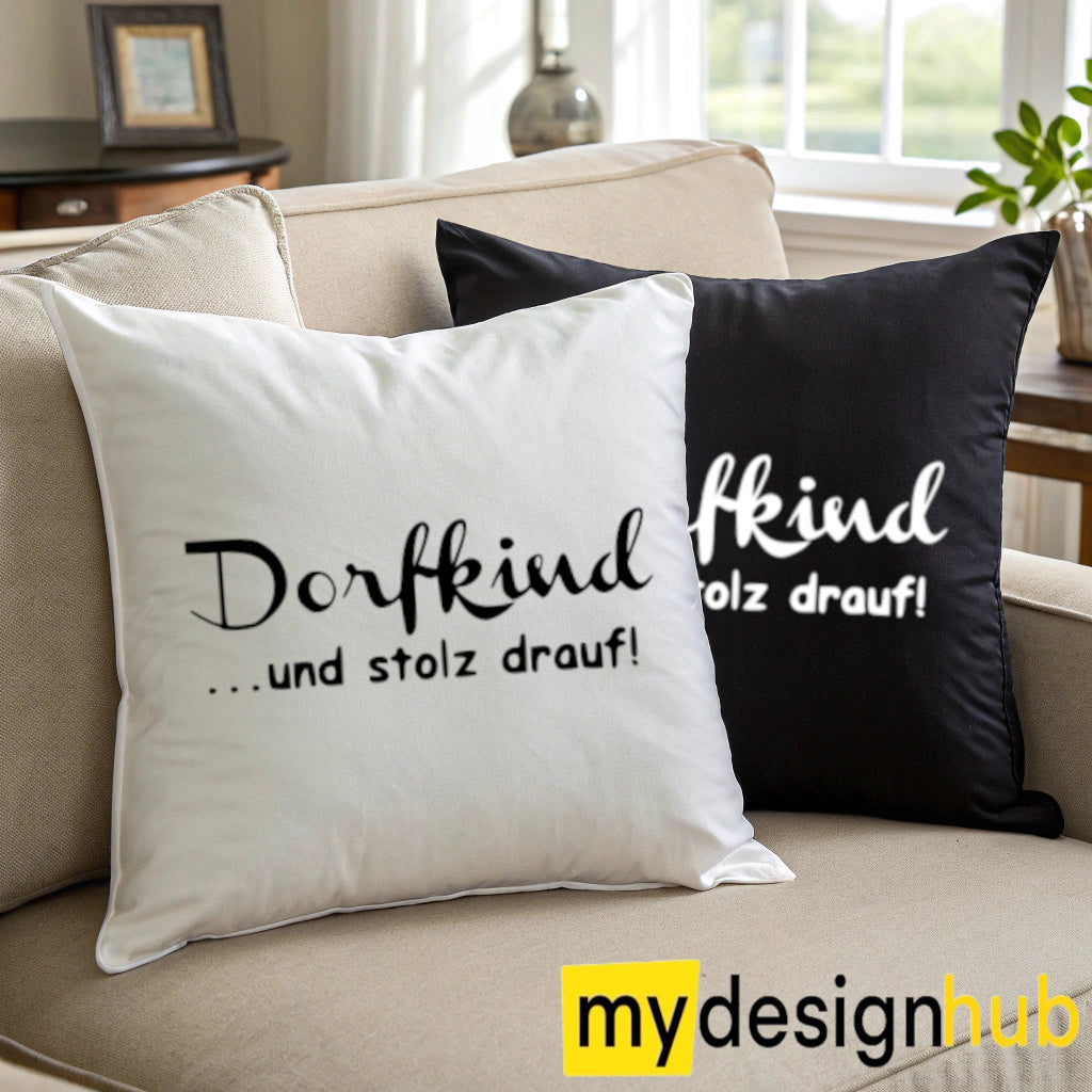 Kissenbezug mit Spruch Dorfkind und stolz drauf Sprüche witzig Kissen Motiv 40x40