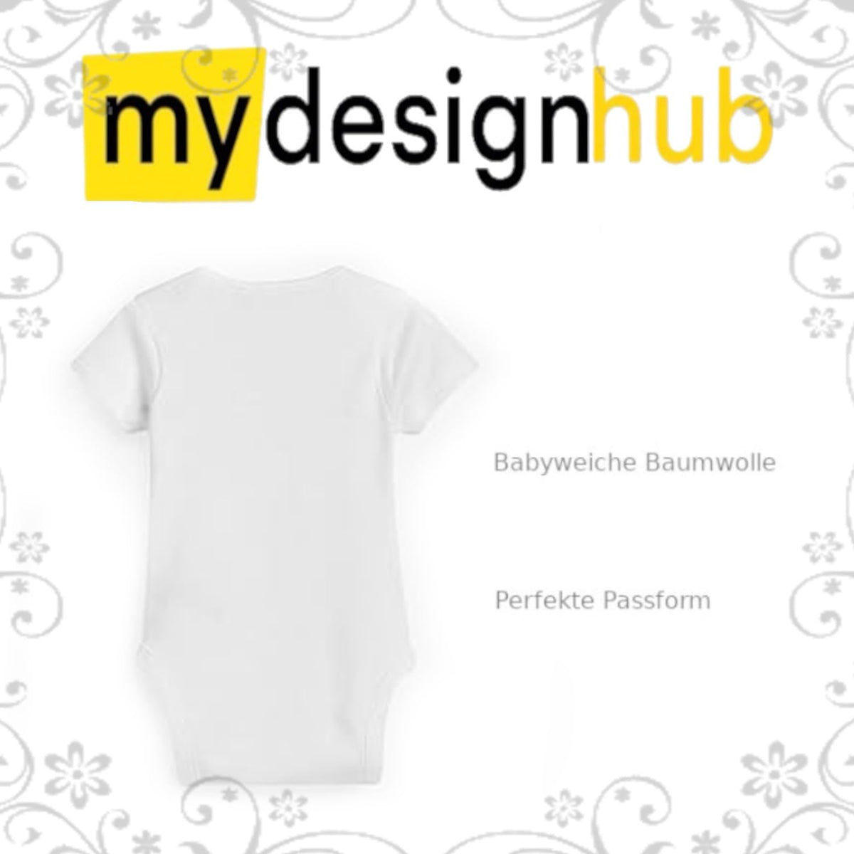 Babybody Motiv Pinguin personalisiert mit Wunschname unisex Individuell bedruckt kurzarm Baumwolle weiß süßes Tiermotiv Geschenk zur Geburt, Taufe & Babyparty – Produktansicht 5