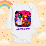 Personalisierter Babybody Langarm Gaming & Videospiel Zocker Motiv mit Wunschname Neon Großstadt Gamer Baby Outfit Baumwolle Weiß Geschenk Taufe Geburt, Lil Legend