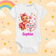 Babybody Mädchen personalisiert Willst du meine Patentante sein mit Wunschname Baumwolle Motiv & Spruch Individuell bedruckt Geschenk zur Geburt, Taufe & Babyparty