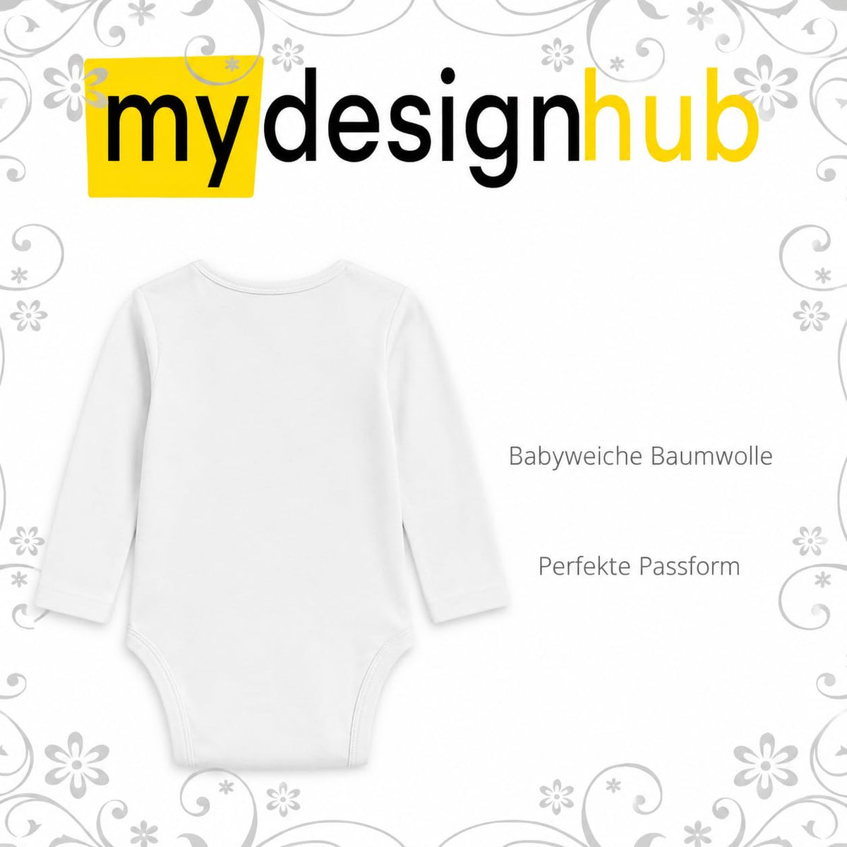 Babybody Bauernhof personalisiert mit Name – Langarm Baby Body mit Wunschname Geschenk zur Geburt für Jungen & Mädchen, Schwein – Produktansicht 5