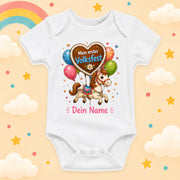 Babybody Volksfest Personalisiert mit Wunschname – Weißer Kurzarm Baby Body aus Baumwolle Riesenrad, Karussell & Kirmes Motive Baby Geschenk Geburt Junge Mädchen, Mein erstes Volksfest