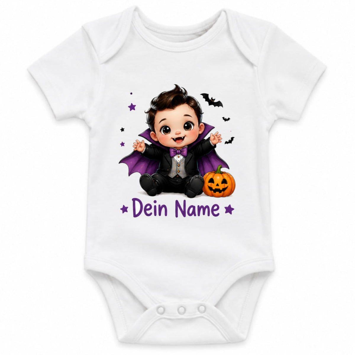 Baby Body Halloween Personalisiert mit Wunschname Weißer Kurzarm Body aus Baumwolle Süße Halloween Motive Geschenk Jungen Mädchen Neugeborene Geburt Taufe, Skelett – Produktansicht 9