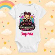 Babybody Personalisiert Techno Mädchen Motiv & Spruch Laut bunt unaufhaltsam Individuell bedruckt mit Wunschname Baumwolle Geschenk zur Geburt, Taufe & Babyparty