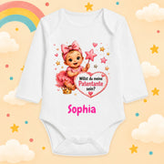 Babybody Mädchen personalisiert mit Wunschname Motiv & Spruch Willst du meine Patentante sein Individuell bedruckt langarm Baumwolle weiß Geschenk zur Geburt, Taufe & Babyparty