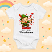 Babybody Sternzeichen Personalisiert mit Wunschname Weißer Kurzarm Baby Body aus Baumwolle – Geschenk zur Geburt, Taufe, Babyparty unisex für Jungen & Mädchen, Schütze