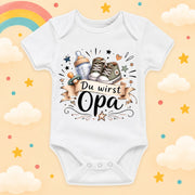 Baby Body Du wirst Opa Personalisiert mit Wunschname Weißer Kurzarm Body aus Baumwolle Schwangerschaftsverkündung Geschenk Jungen Mädchen Neugeborene Geburt Taufe