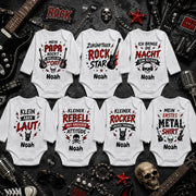 Babybody Langarm personalisiert mit Name Rocker Baby Body mit Rock & Metal Motiv Lustiger Spruch Geschenk für Jungen & Mädchen, Zukünftiger Rock Star – Produktansicht 2