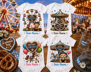 Babybody Volksfest Personalisiert mit Wunschname – Weißer Kurzarm Baby Body aus Baumwolle Riesenrad, Karussell & Kirmes Motive Baby Geschenk Geburt Junge Mädchen, Mein erstes Volksfest – Produktansicht 2