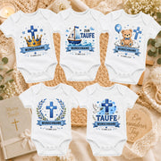 Personalisierter Baby Body Taufe mit Name & Datum – Taufbody Junge Geschenk zur Taufe – Babybody mit Wunschname Taufgeschenk, Kreuz Taube – Produktansicht 2