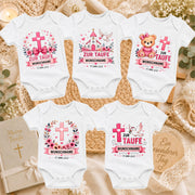 Personalisierter Babybody Taufe Mädchen mit Name & Datum – Taufbody Kurzarm – Geschenk zur Taufe – Taufgeschenk Baby – verschiedene Taufmotive mit Wunschname, Bär – Produktansicht 2