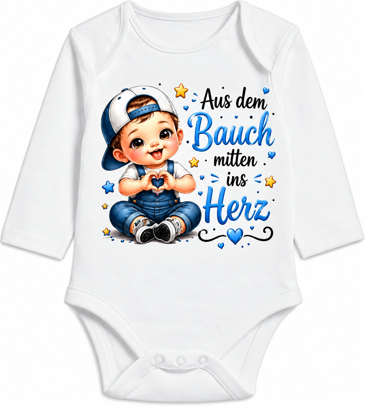 Babybody Personalisiert Junge Aus dem Bauch mitten ins Herz mit Wunschname