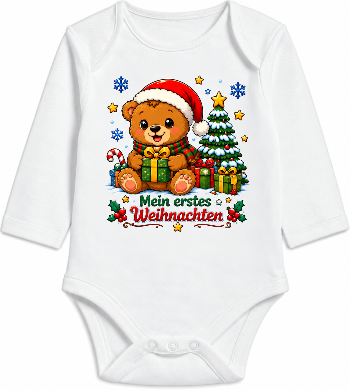 Babybody Weihnachten – Mein erstes Weihnachten – Bär mit Wunschname