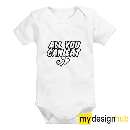 Babybody mit Aufdruck Motiv All you can eat Spruch Lustig Kurzarm