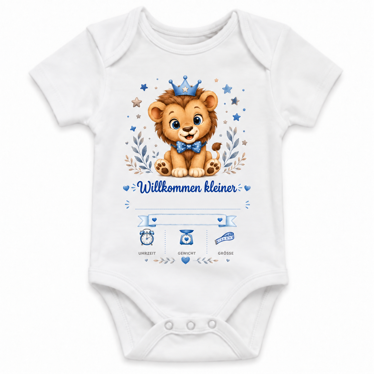 Personalisierter Babybody – Vorschau mit Wunschname und Geburtsdaten