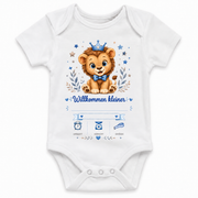 Personalisierter Babybody – Vorschau mit Wunschname und Geburtsdaten