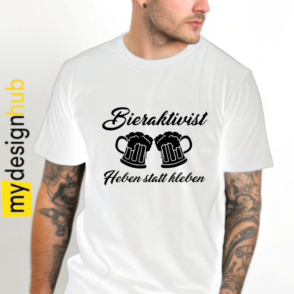 Tshirt Spruch "Bieraktivist Heben statt kleben" Bier Motiv funshirt