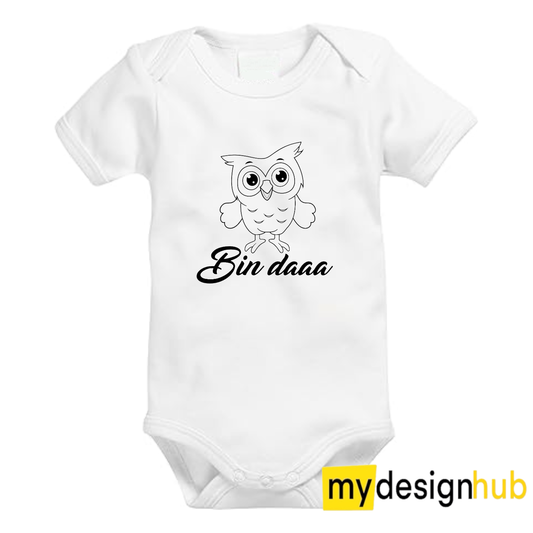 Babybody mit Aufdruck Motiv Bin daaaa Spruch Lustig Kurzarm