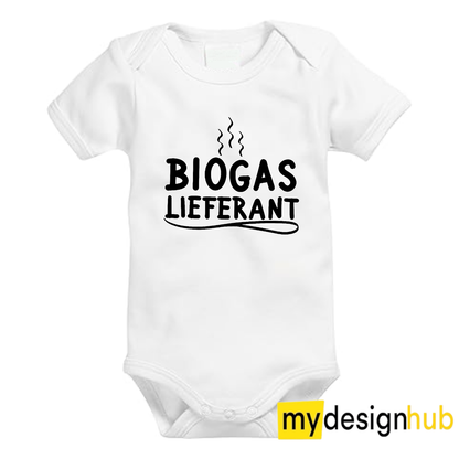 Babybody mit Aufdruck Motiv Biogas Lieferant Spruch Lustig Kurzarm