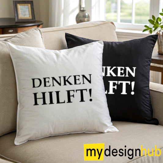 Kissenbezug mit Spruch denken hilft Sprüche witzig Kissen Motiv 40x40