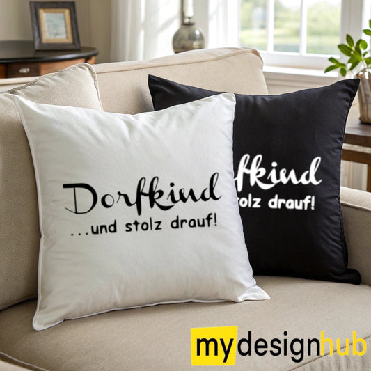 Kissenbezug mit Spruch Dorfkind und stolz drauf Sprüche witzig Kissen Motiv 40x40