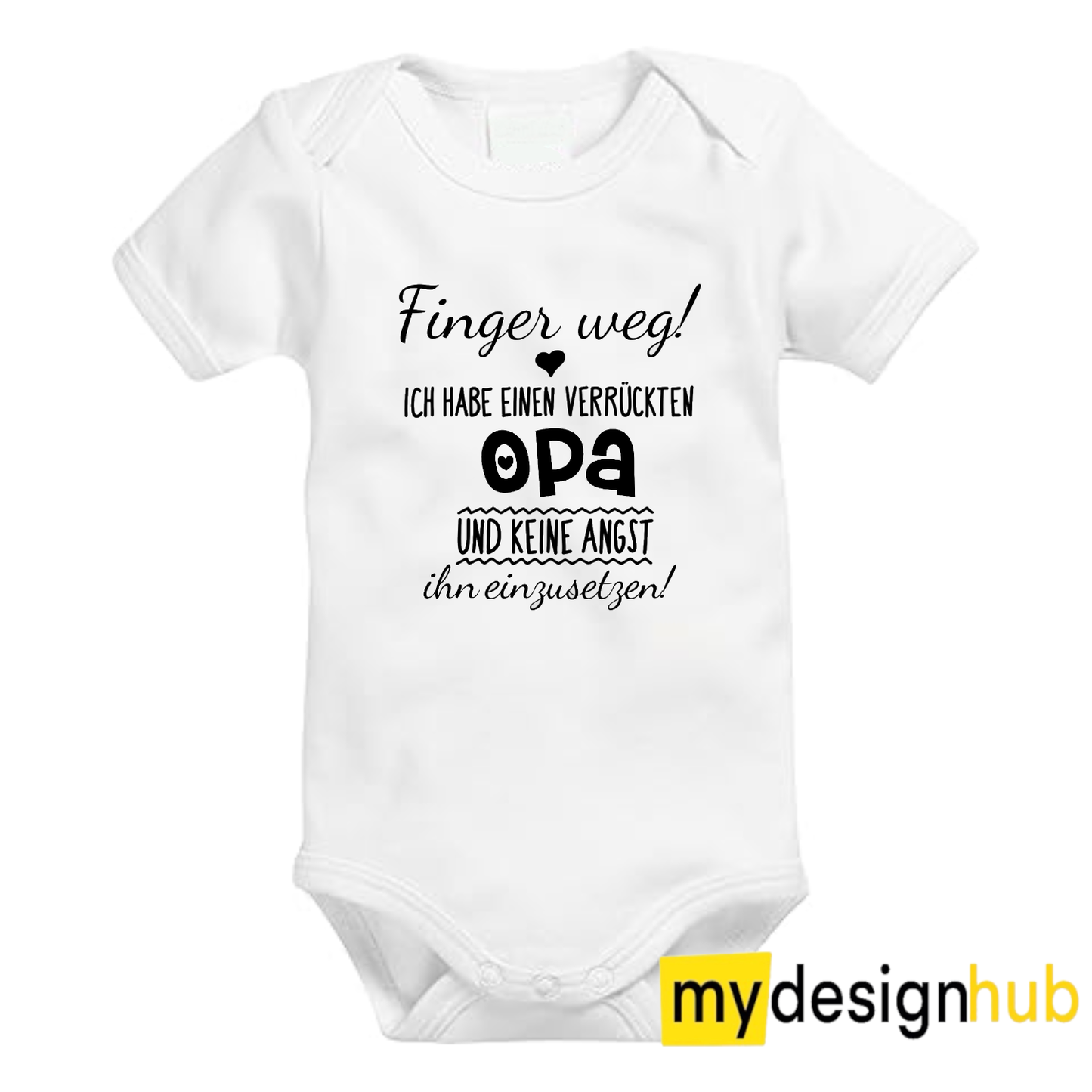 Babybody mit Aufdruck Motiv Finger weg ich habe einen verrückten Opa Spruch Lustig Kurzarm