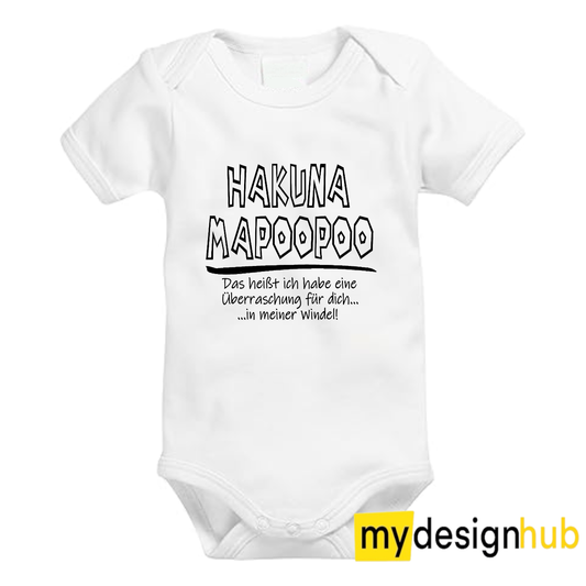 Babybody mit Aufdruck Motiv Hakuna Mapoopoo Spruch Lustig Kurzarm