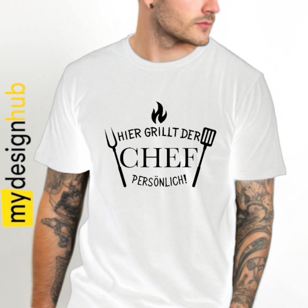Tshirt Spruch "Hier grillt der Chef persönlich" Motiv funshirt