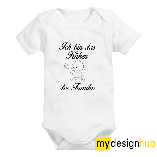 Babybody mit Aufdruck Motiv Ich bin das Küken der Familie Spruch Lustig Kurzarm