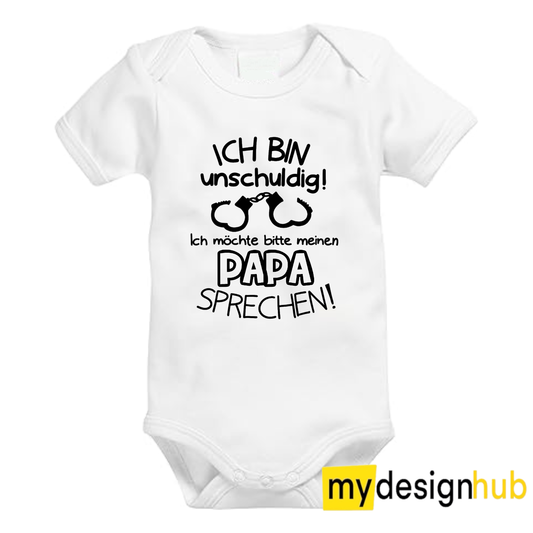 Babybody mit Aufdruck Motiv Ich bin unschuldig... Papa sprechen Spruch Lustig Kurzarm