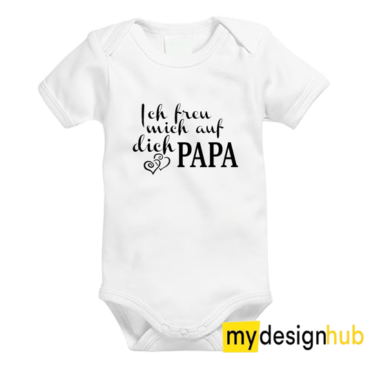 Babybody mit Aufdruck Motiv Ich freu mich auf dich Papa Spruch Lustig Kurzarm