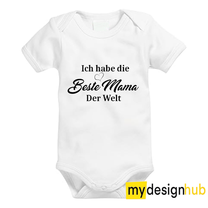 Babybody mit Aufdruck Motiv Ich habe die beste Mama der Welt Spruch Lustig Kurzarm