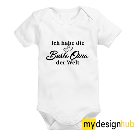 Babybody mit Aufdruck Motiv Ich habe die beste Oma der Welt Spruch Lustig Kurzarm