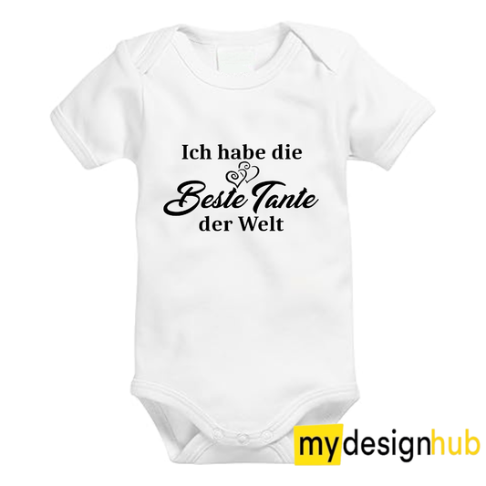 Babybody mit Aufdruck Motiv Ich habe die beste Tante der Welt Spruch Lustig Kurzarm