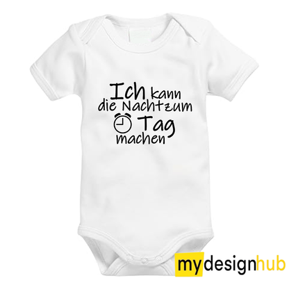 Babybody mit Aufdruck Motiv Ich kann die Nacht zum Tag machen Spruch Lustig Kurzarm