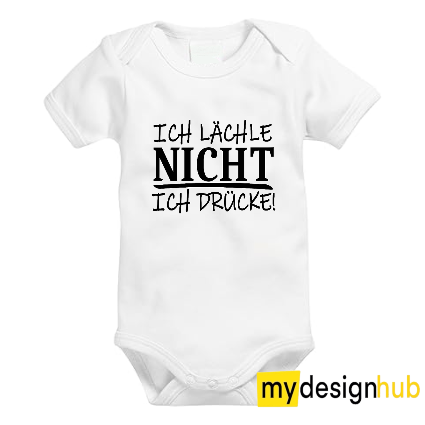 Babybody mit Aufdruck Motiv Ich lächle nicht ich drücke Spruch Lustig Kurzarm