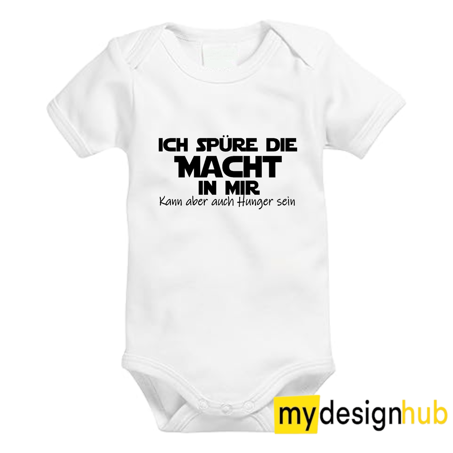Babybody mit Aufdruck Motiv Ich spüre die Macht in mir Spruch Lustig Kurzarm