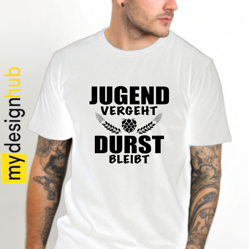 Tshirt Spruch "Jugend vergeht Durst bleibt" Bier Motiv funshirt