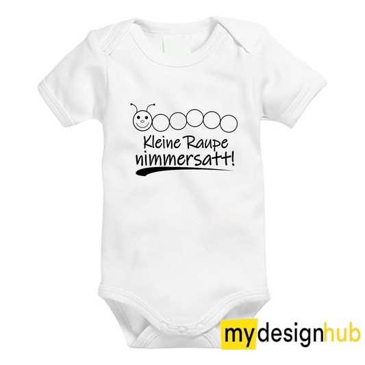 Babybody mit Aufdruck Motiv Kleine Raupe nimmersatt Spruch Lustig Kurzarm