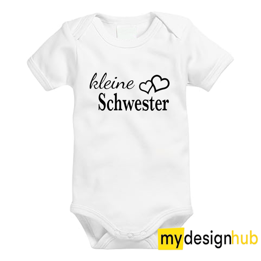 Babybody mit Aufdruck Motiv Kleine Schwester Spruch Lustig Kurzarm