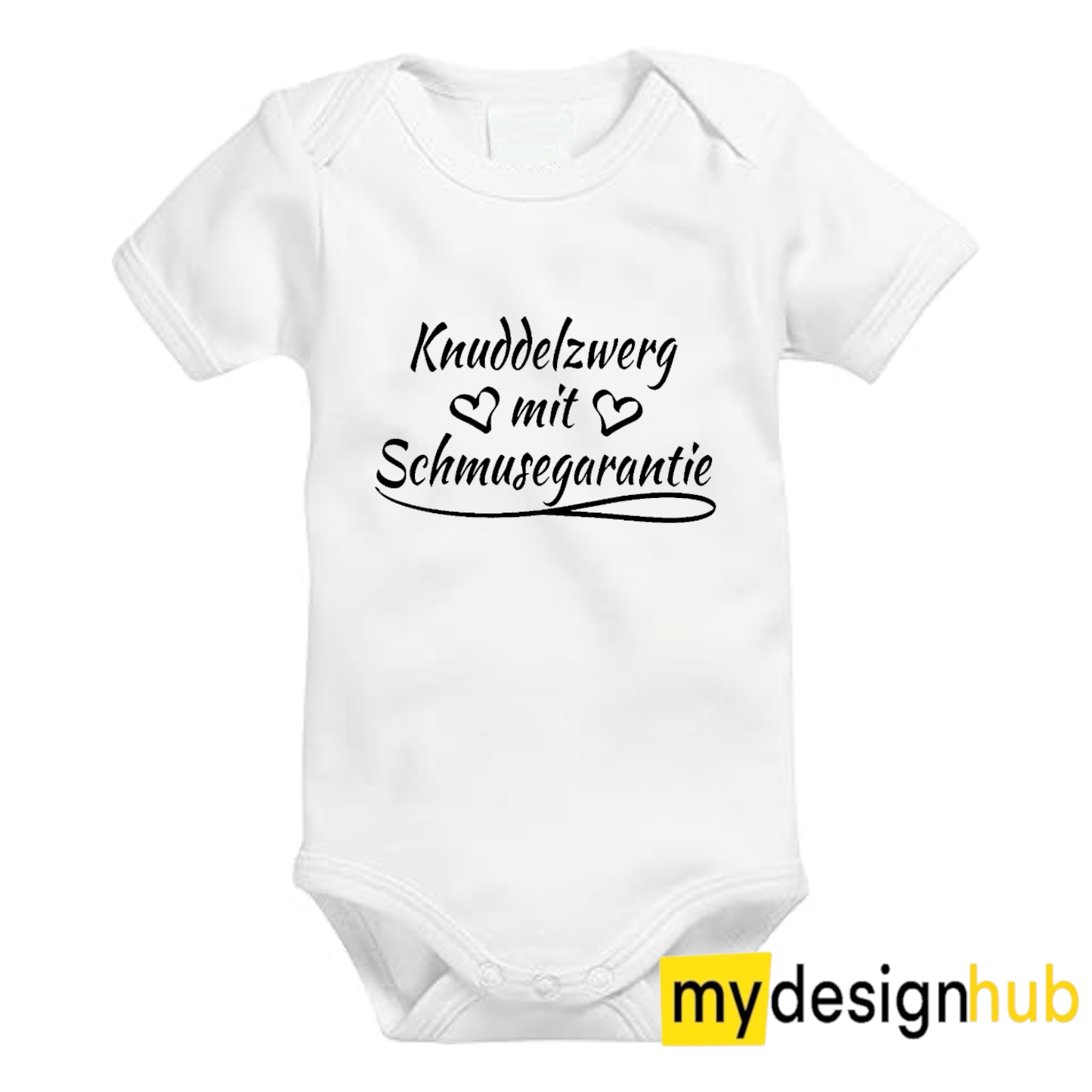 Babybody mit Aufdruck Motiv Knuddelzwerg mit Schmusegarantie Spruch Lustig Kurzarm
