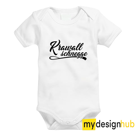 Babybody mit Aufdruck Motiv Krawallschnegge Spruch Lustig Kurzarm