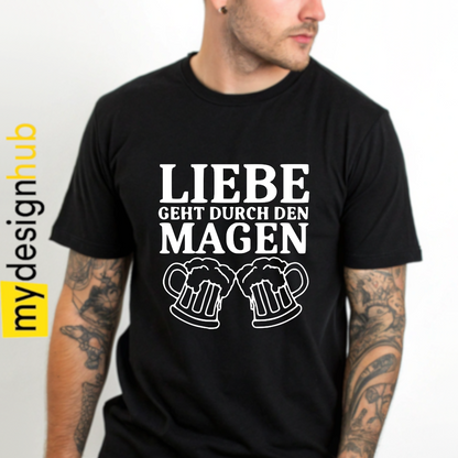 Tshirt Spruch "Liebe geht durch den Magen" Bier Motiv funshirt