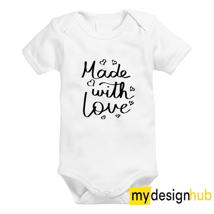 Babybody mit Aufdruck Motiv made with love Spruch Lustig Kurzarm