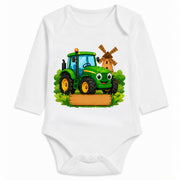 Babybody Langarm – Bauernhof – Traktor | mit Wunschname – Personalisierungsvorschau ohne Beispielname