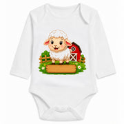 Babybody Langarm – Bauernhof – Schaf | mit Wunschname – Motiv 2 – Personalisierungsvorschau ohne Beispielname