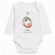 Babybody Langarm – Sternzeichen Fische | mit Wunschname – Personalisierungsvorschau ohne Beispielname