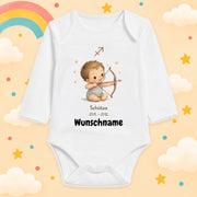 Babybody Langarm – Sternzeichen Schütze | mit Wunschname – Produktansicht