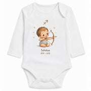 Babybody Langarm – Sternzeichen Schütze | mit Wunschname – Personalisierungsvorschau ohne Beispielname