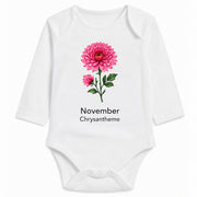 Babybody Langarm – Geburtsblume November | mit Wunschname – Personalisierungsvorschau ohne Beispielname